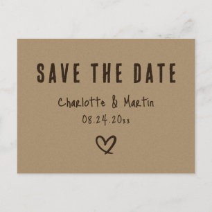 Kraft Paper Rustic Country Wedding Save The Date Postcard