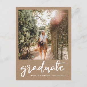 Kraft Paper Rustic Graduate Save The Date Photo Postcard