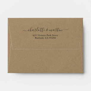 Kraft Paper Script Return Address Wedding 4x6 Envelope