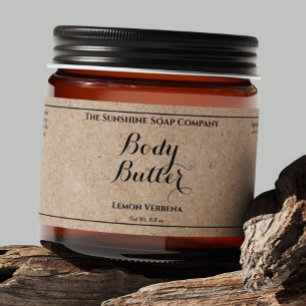 Kraft Paper Style Waterproof Body Butter Jar Label