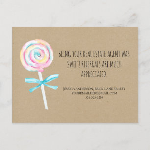 Kraft Paper Sweet Treat Real Estate Referrals   Postcard