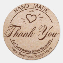 Kraft Paper Thank You Small Business Sticker