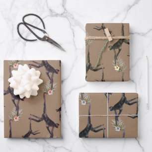 Kraft Paper Watercolor Tropical Monkey Jungle