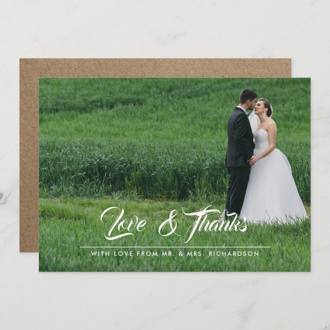 Kraft Paper Wedding Thank You Photo Card (Front/Back)