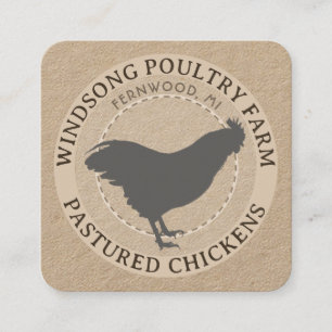 Kraft Pastured Hen No Antibiotics Poultry Farm Square Business Card
