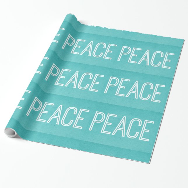 Kraft Peace Wrapping Paper, Aqua Paper (Unrolled)