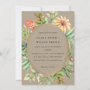 KRAFT PEACH DESERT SUCCULENT CACTI FOLIAGE WEDDING INVITATION