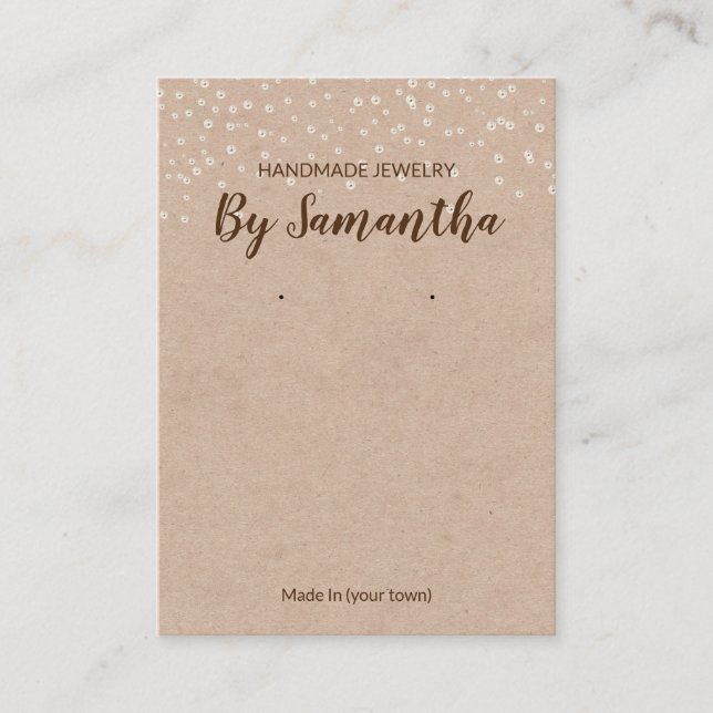 Kraft Pearl Handmade Earring And Necklace Display Business Card (Front)
