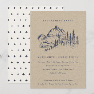 Kraft Pine Woods Mountain Sketch Engagement Invite
