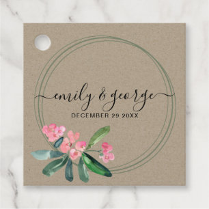 KRAFT PINK CHRIST THORN CACTI BLOOM WREATH WEDDING FAVOUR TAGS