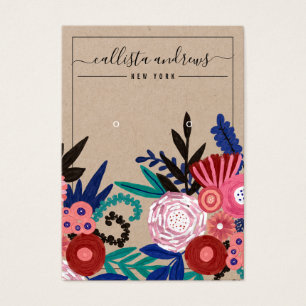 Kraft Pink Floral Cursive Earring Display Card