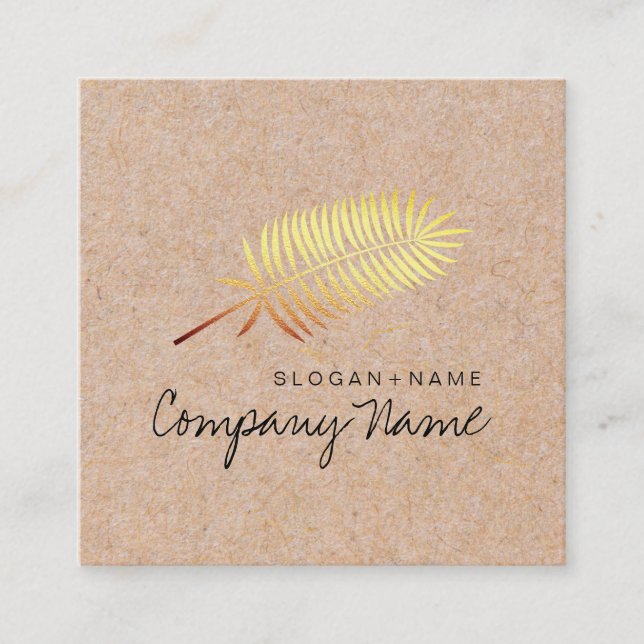 Kraft Printed Gold Leaf Soul Square Business Card (Front)