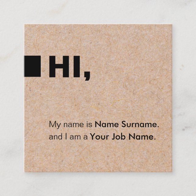 Kraft Printed Social Hi Square Business Card (Front)