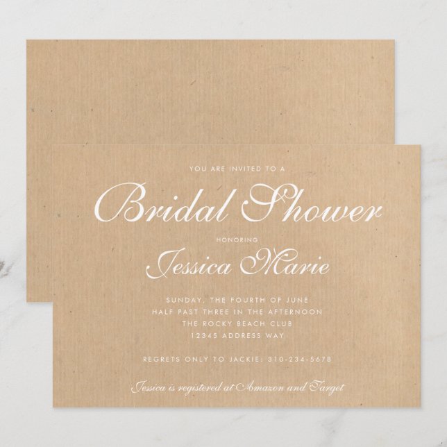 Kraft Recycled Paper Bridal Shower Invitation (Front/Back)