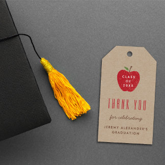 Kraft Red Apple Graduation Party Favor Gift Tag