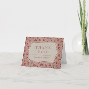 Kraft red Lace rustic country wedding thank you Card