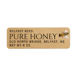 Kraft Return Address Honey Label with Bee Return Address Label