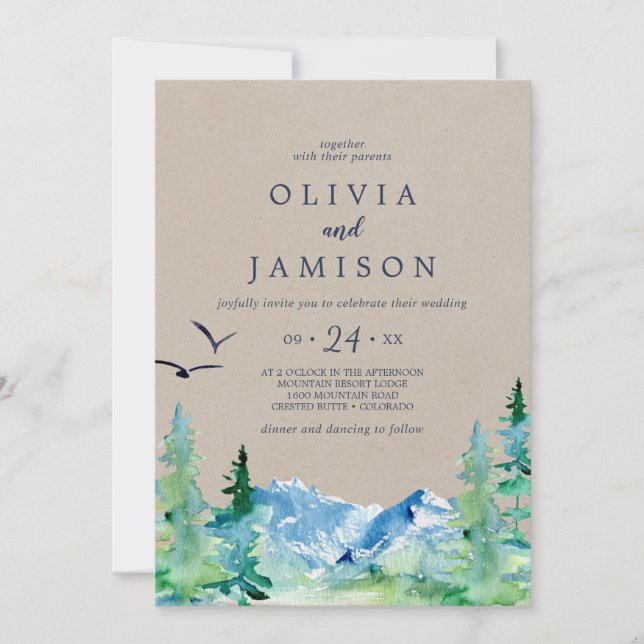 Kraft Rocky Mountain Casual Destination Wedding Invitation (Front)