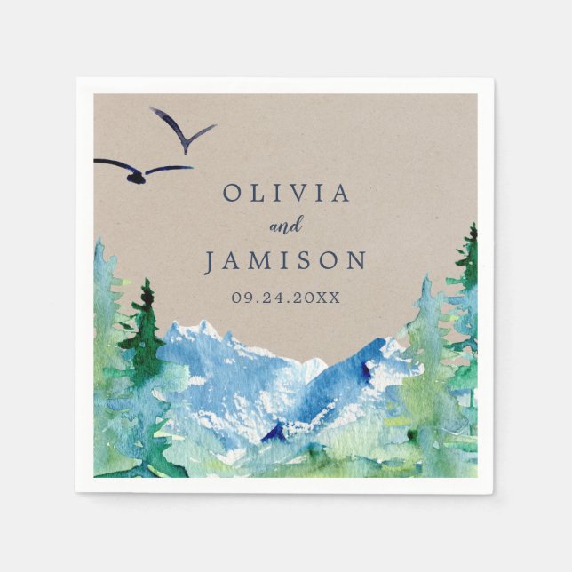 Kraft Rocky Mountain Destination Wedding Napkin (Front)