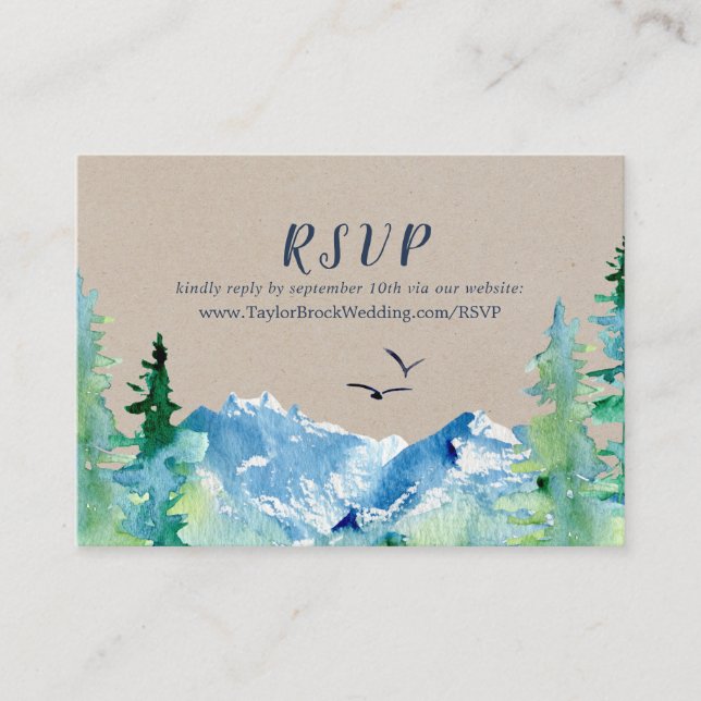 Kraft Rocky Mountain Wedding Website RSVP Enclosure Card (Front)