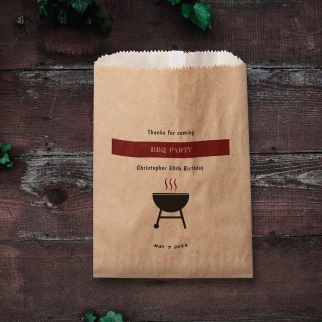 Kraft & Rustic BBQ Party Birthday Favour Bag (Kraft & Rustic BBQ Party Birthday Favor Bag)