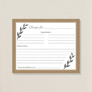 Kraft & Rustic Bridal Shower Recipe Card