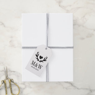 Kraft rustic deer antler wedding favour gift tags