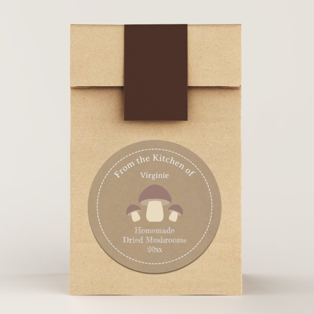 Kraft & Rustic Dried Mushrooms Label Sticker (Kraft & Rustic Dried Mushrooms Label Sticker)