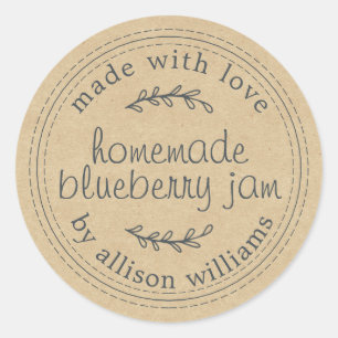 Kraft Rustic Homemade Jam Classic Round Sticker