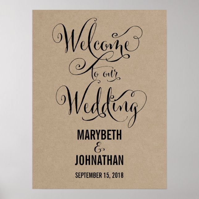 Kraft Rustic Modern We Do Wedding Welcome Poster (Front)
