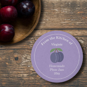 Kraft & Rustic Plum Jam Label Sticker