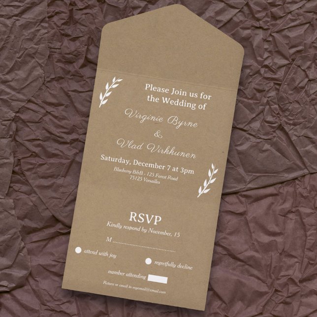 Kraft & Rustic RSVP Wedding All In One Invitation (Kraft & Rustic RSVP Wedding All In One Invitation)