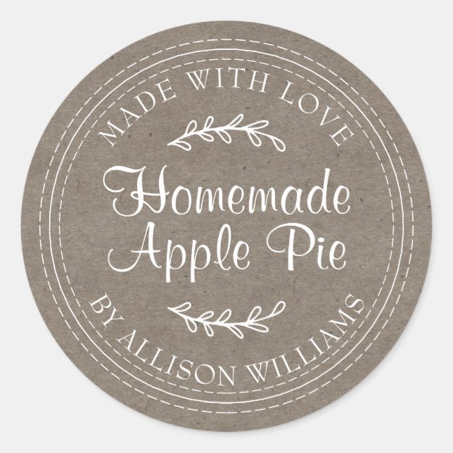 Kraft Rustic Script Apple Pie Food Label (Front)