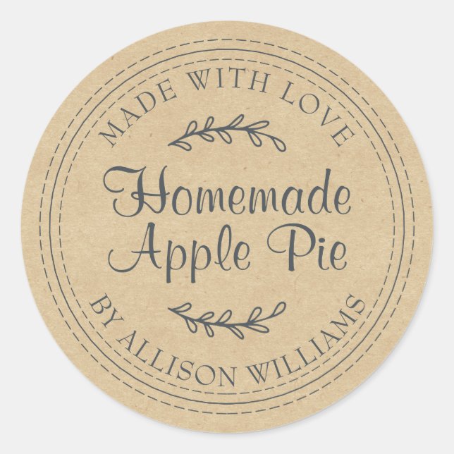 Kraft Rustic Script Apple Pie Food Label (Front)