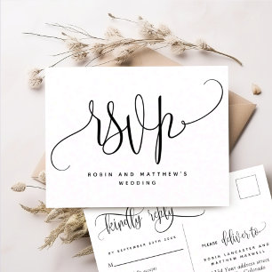 Kraft Rustic Style, Modern Script, RSVP Postcard