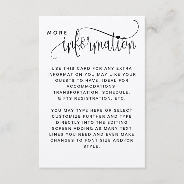 Kraft, Rustic Wedding Information Enclosure Card (Front)