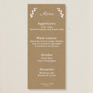 Kraft & Rustic Wedding Menu