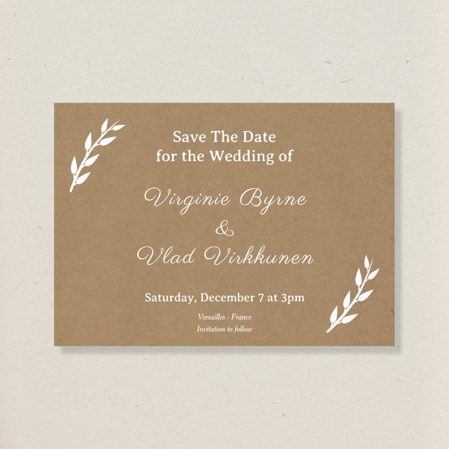Kraft & Rustic Wedding Save The Date Invitation (Creator Uploaded)