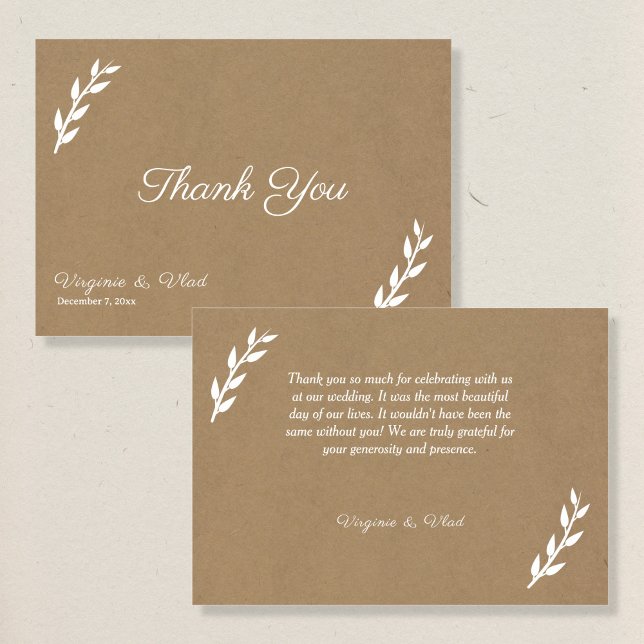 Kraft & Rustic Wedding Thank You Card (Creator Uploaded)