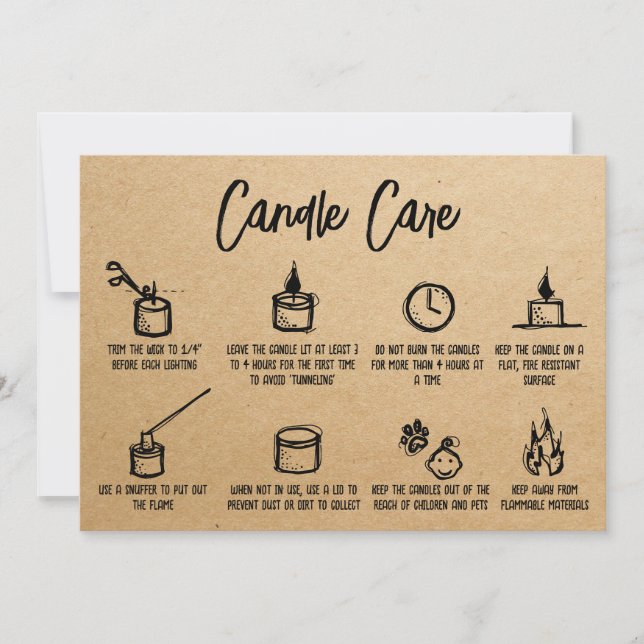 Kraft Simple Candle Care Thank You Add Logo Card (Front)