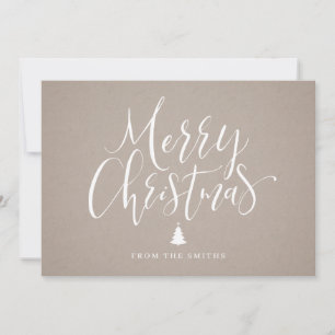 kraft simple handwritten calligraphy Christmas Holiday Card