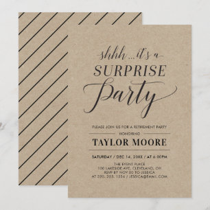 Kraft   Simple Modern Surprise Retirement Party Invitation