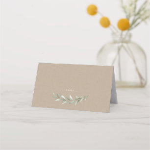 Kraft Simple rustic greenery wedding Place Card