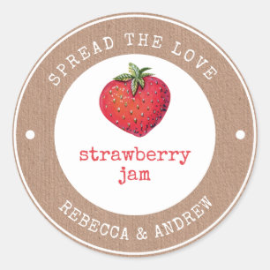 kraft Spread The Love Strawberry Jam Wedding Favou Classic Round Sticker
