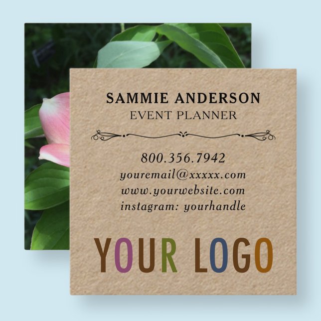 Kraft Square Business Cards with Photo & Logo (MISOOK Kraft Square Business Cards with Logo and Photo)