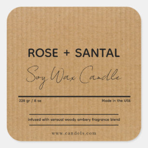 Kraft Square Custom Candle Label,Personalized Square Sticker