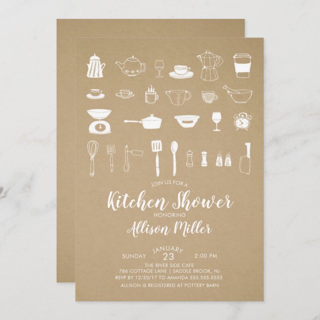 Kraft Stock The Kitchen Bridal Shower Invitation (Front/Back)