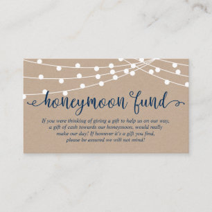 Kraft string lights, Navy Blue, Honeymoon Fund Enclosure Card