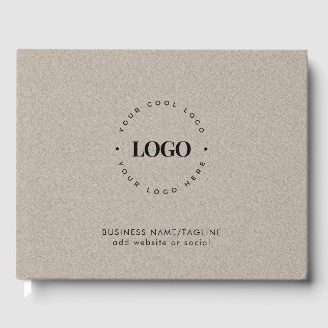 Kraft Style Rustic Business Company Custom Logo Guest Book (Front)