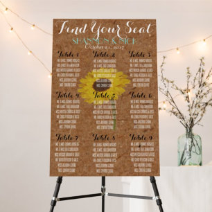 Kraft Sunflower Autumn Wedding Seat  Chart Poster